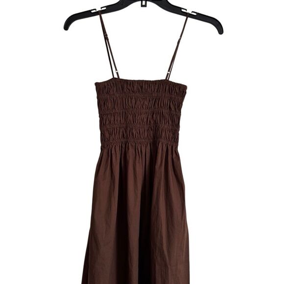 Faithfull the Brand Marieka Midi Dress M in Chocolate - Picture 8 of 12